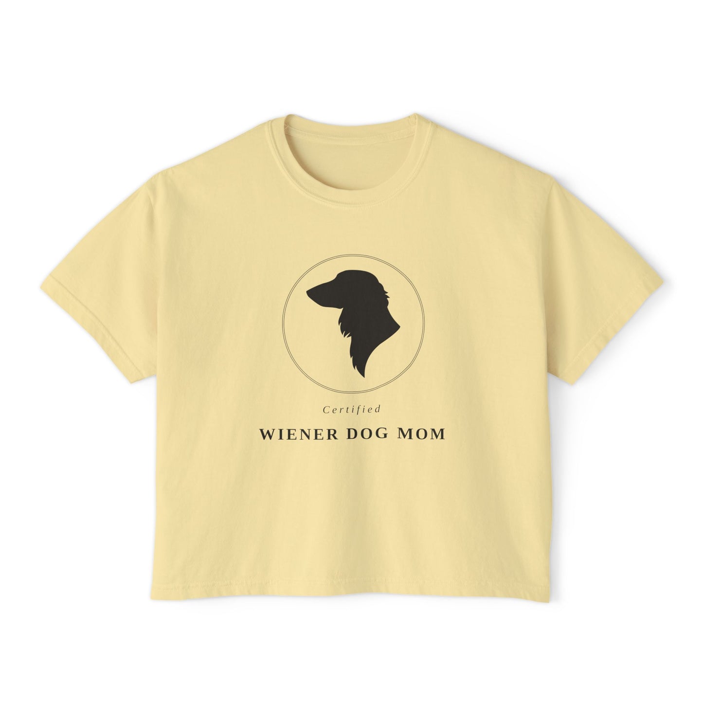Wiener Dog Mom Boxy Tee — Cute Dachshund Silhouette Women's Shirt