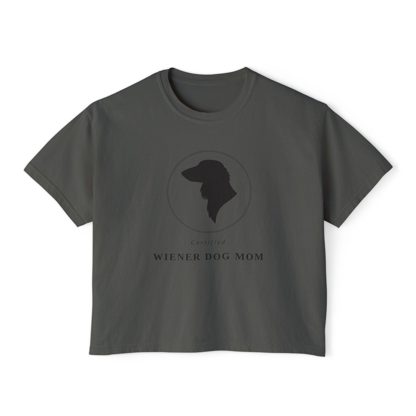 Wiener Dog Mom Boxy Tee — Cute Dachshund Silhouette Women's Shirt