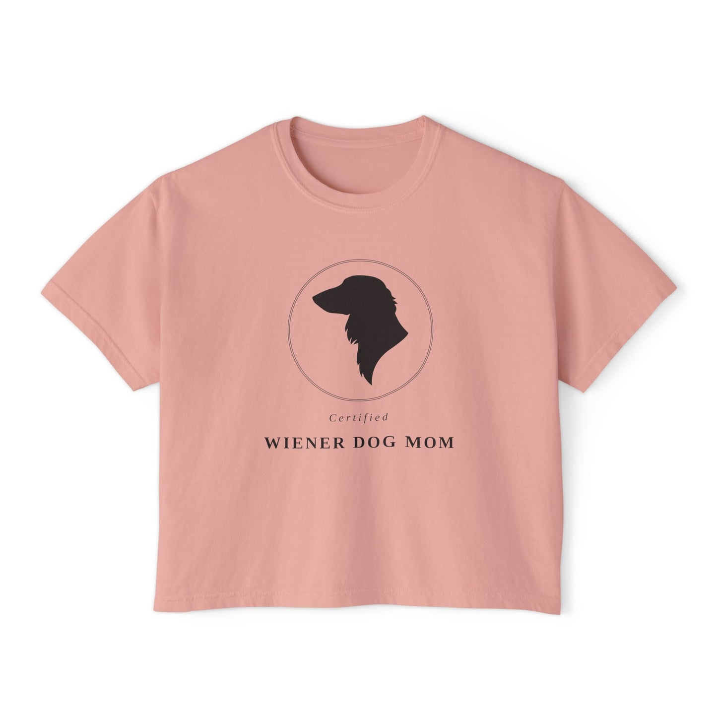 Wiener Dog Mom Boxy Tee — Cute Dachshund Silhouette Women's Shirt