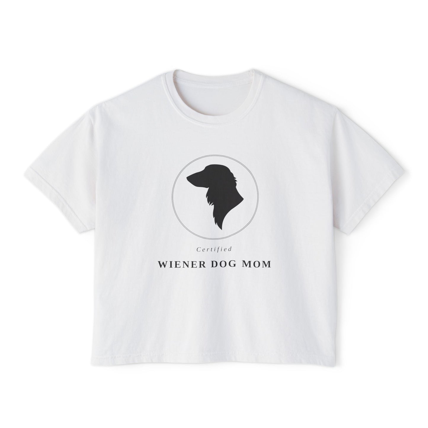 Wiener Dog Mom Boxy Tee — Cute Dachshund Silhouette Women's Shirt