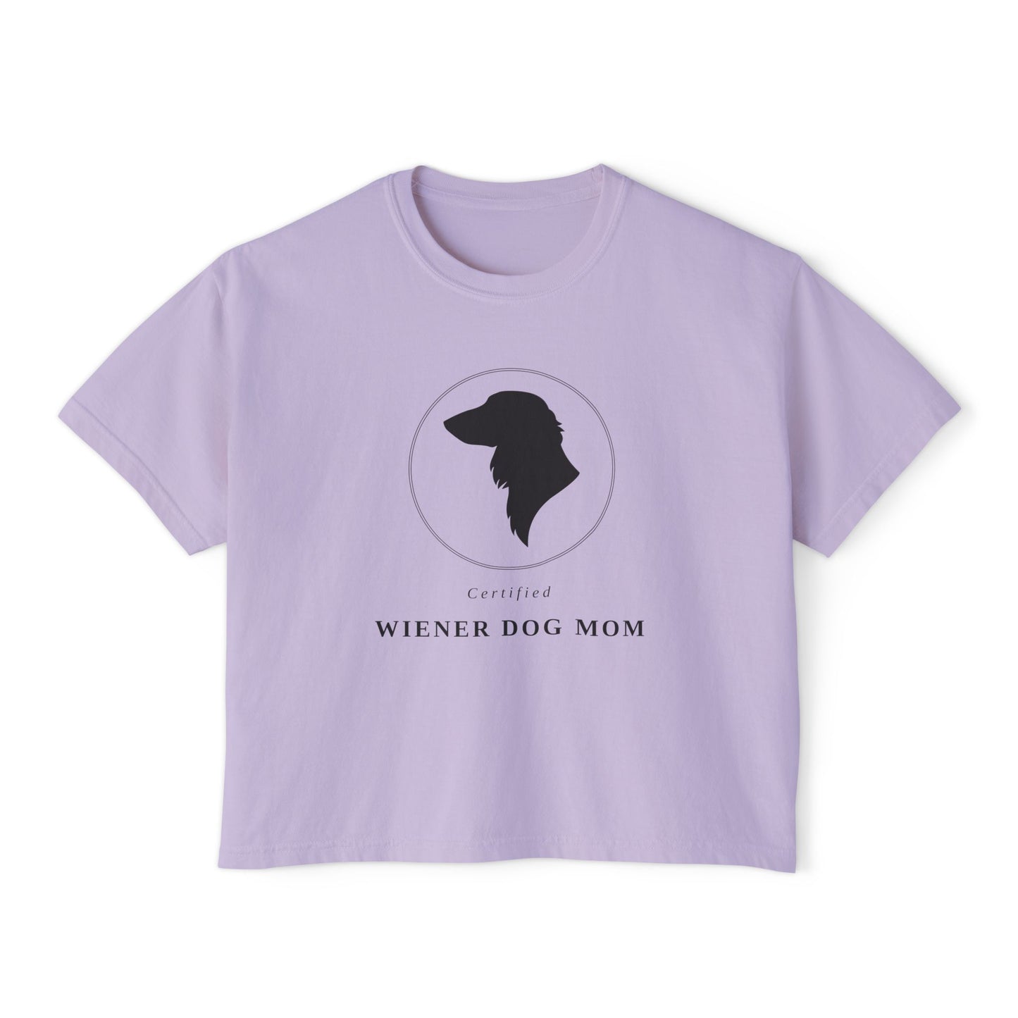 Wiener Dog Mom Boxy Tee — Cute Dachshund Silhouette Women's Shirt