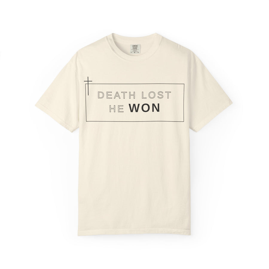 Death Lost, He Won Tee - Christian tee, church apparel