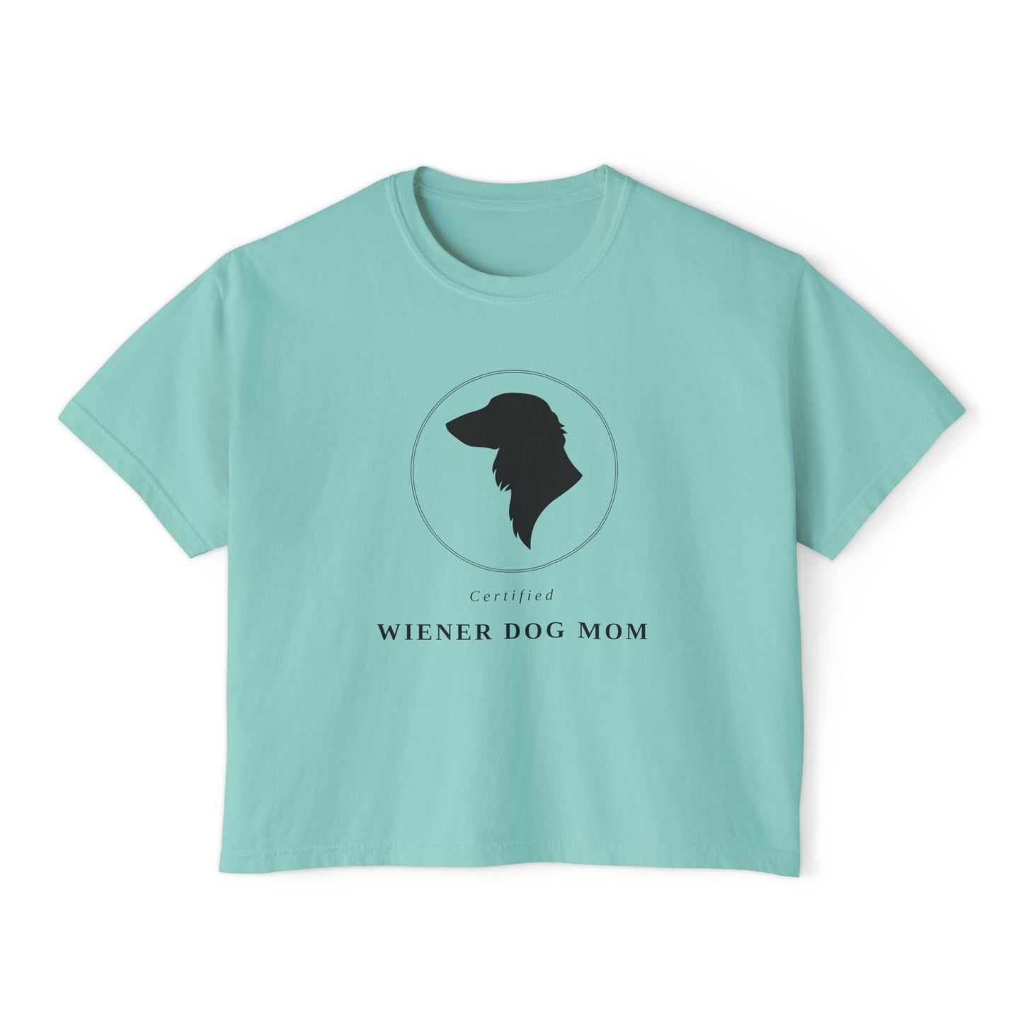 Wiener Dog Mom Boxy Tee — Cute Dachshund Silhouette Women's Shirt