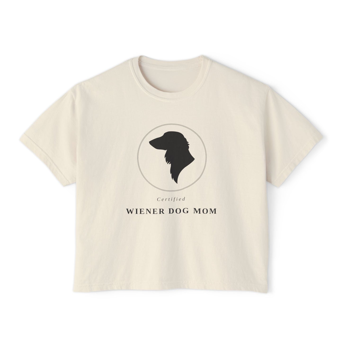 Wiener Dog Mom Boxy Tee — Cute Dachshund Silhouette Women's Shirt