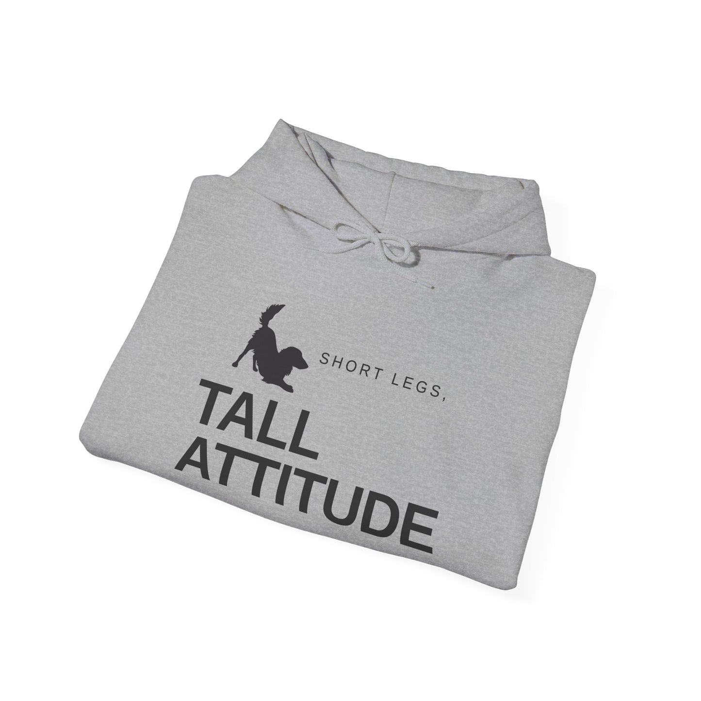 Tall Attitude Hoodie — "Short Legs, Tall Attitude" Graphic Pullover